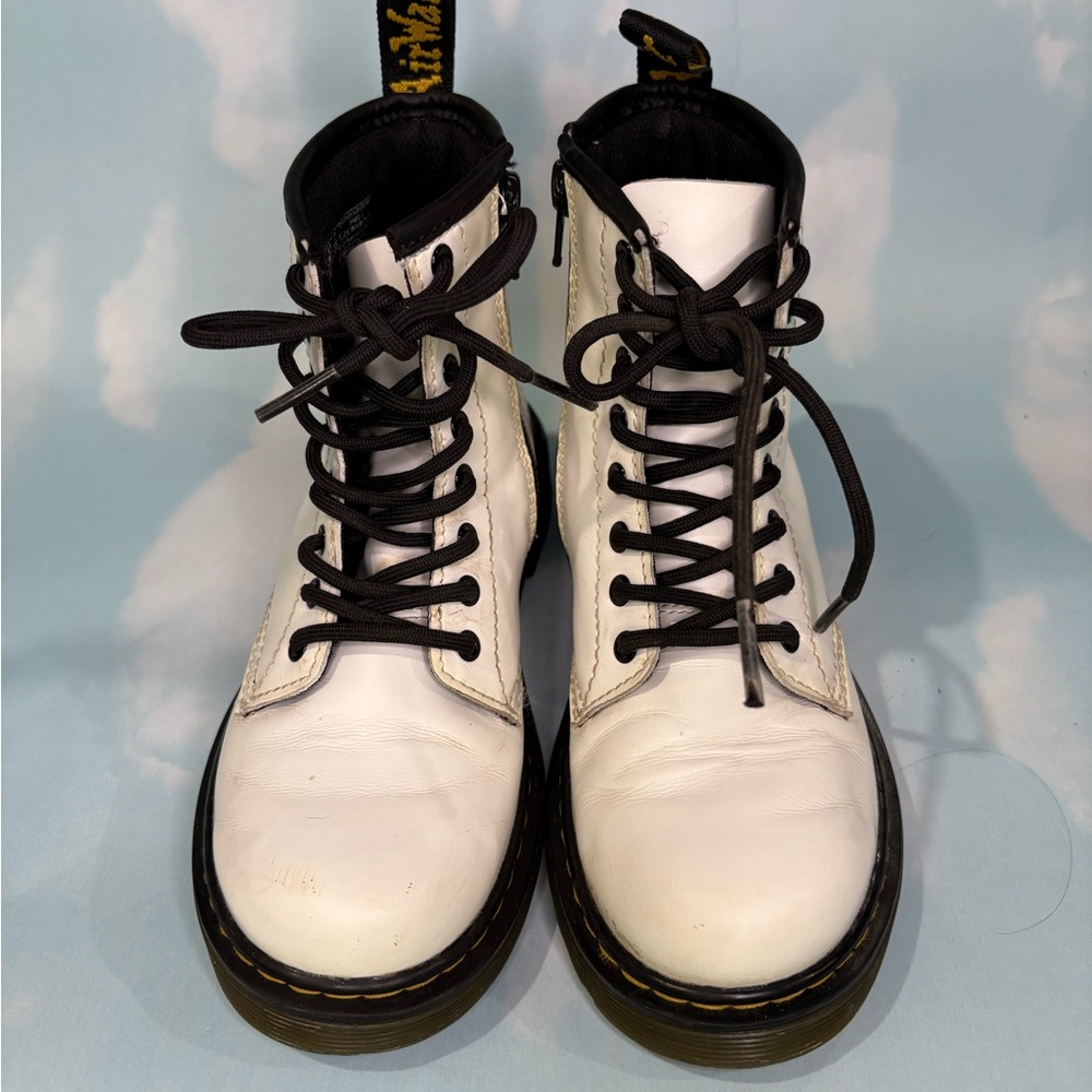 Dr. Martens 1460 J Youth Combat Boots in white leather